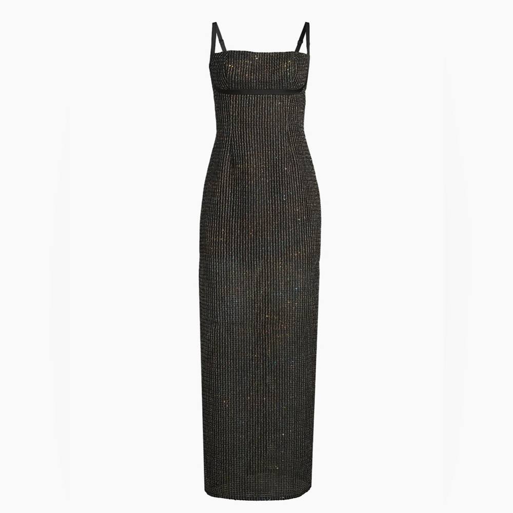 Liv Foster Sequined Bouclé Sleeveless Column Gown